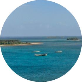 Boats in water surrounding Tongatapu Island